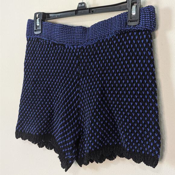 Zara Knit Blue & Black Sheer Whimsigoth Grunge Elastic Waist Shorts Size Small - Picture 2 of 6
